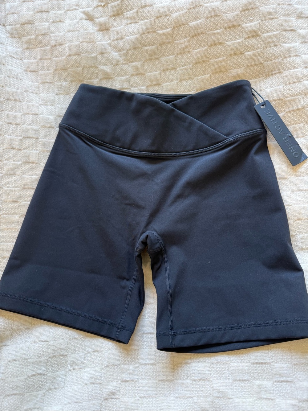 Oner Active Black Crossover Waist Bike Shorts